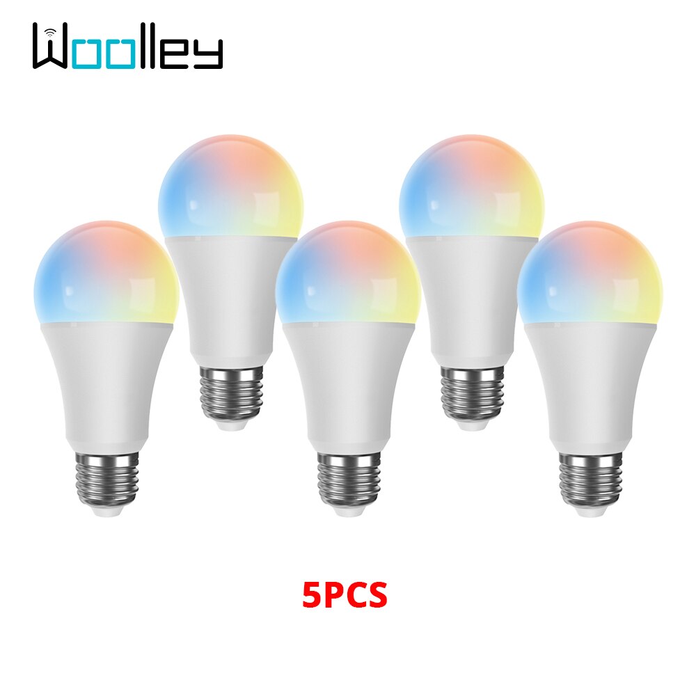 Woolley wlan-smart-glühbirne mit  e27 leds 9w rgb-farben, dimmbar 220v wlan-fähig, sprachsteuerung, kompatibel mit alexa und google home: 5 stck.
