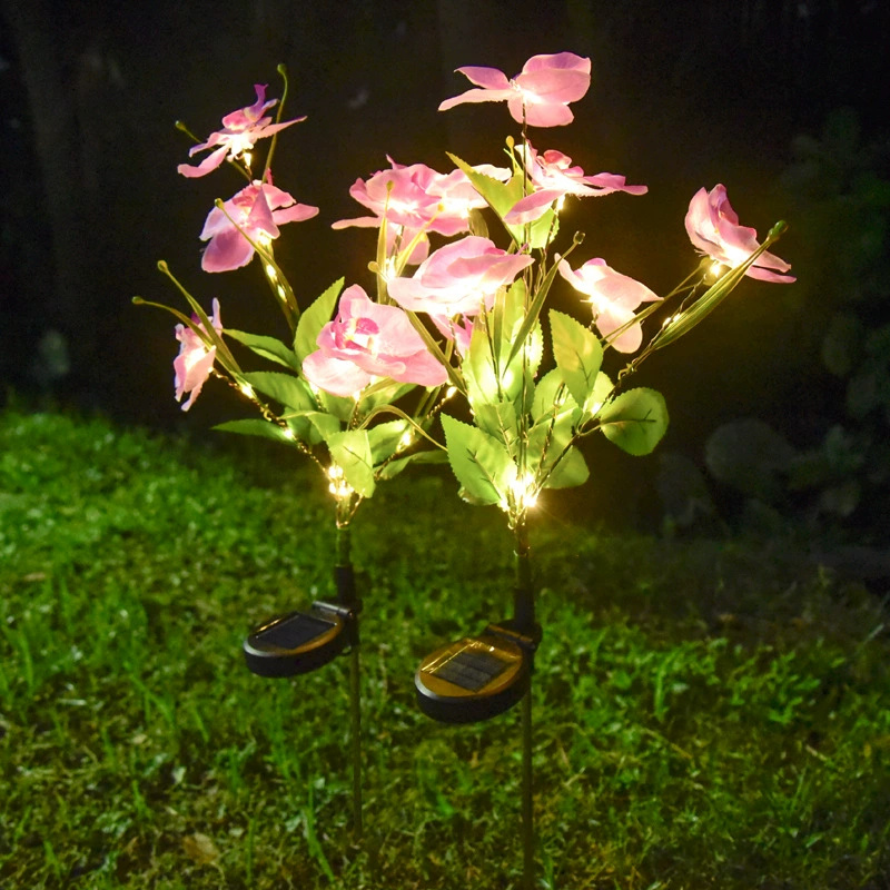 Blumenlandschaft Bodenlichter Künstliche Orchidee Outdoor Solar LED Rasenlampe Garten Sommer Zuhause Hochzeit Dekoration