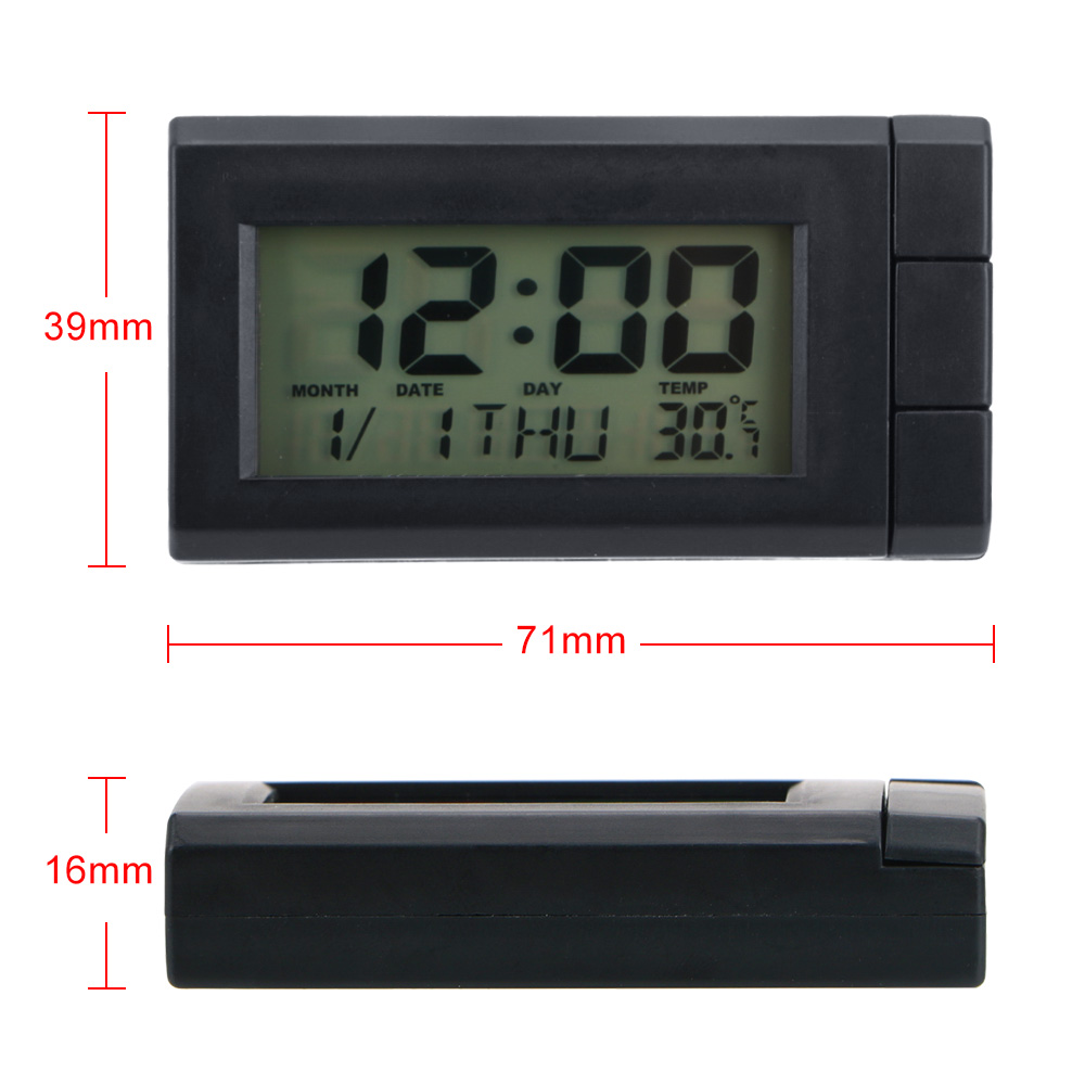 Auto Lcd Digitale Display Klok Zelfklevende Auto Horloge Thermometer Auto Ornamenten Temperatuur Display Elektronische Wekker