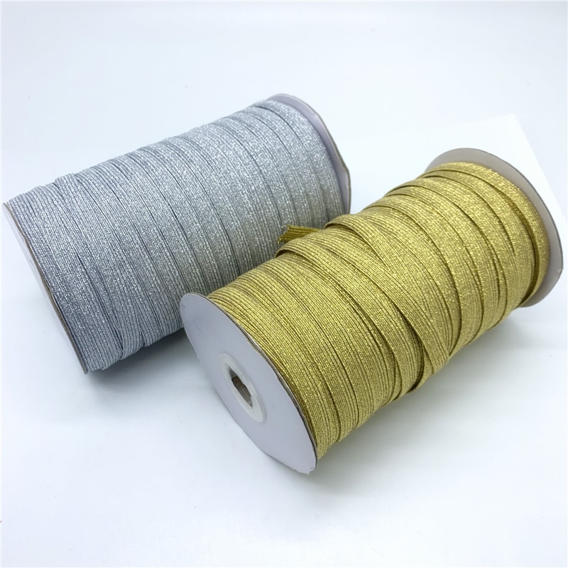 3 Mm 6 Mm 10 Mm 5 Yards/Lot Golden/Silver Naaien Elastische Lint Elastische Spandex Band Trim naaien Stof Diy Kledingstuk Accessoires