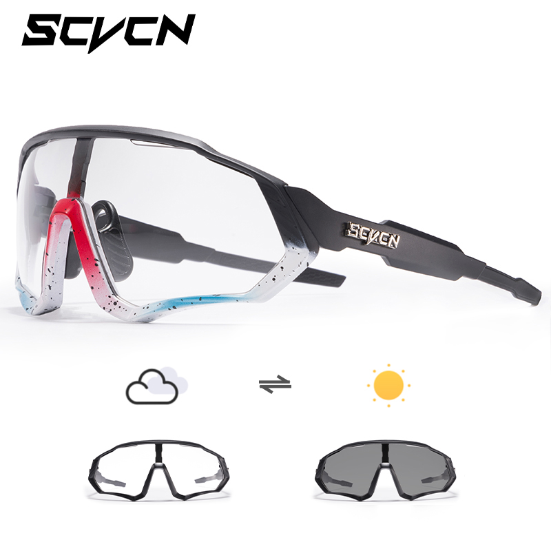 Scvcn gafas fotocromáticas para ciclismo, gafas de sol geniales para bicicleta, gafas deportivas para bicicleta, gafas para ciclismo de montaña UV400 MTB Road, conducción para hombres: YELLOW