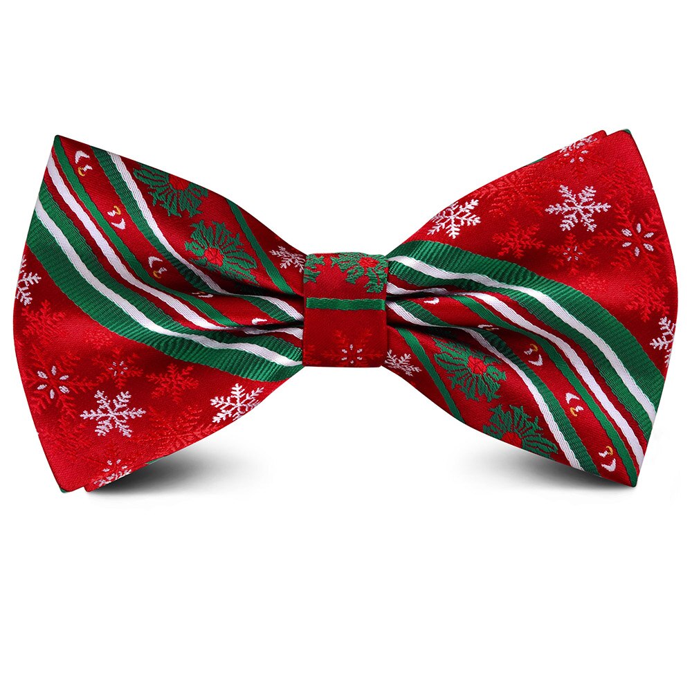 GUSLESON Double Fold Men's Christmas Bow ties Festival Theme Bowties Pre-Tied Neckwear Snow Tree Pattern Novelty Bow Tie: 05