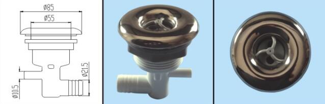 3 inch 85mm diameter surface pool &amp; spa jets with Two hole Plastic or SS Version