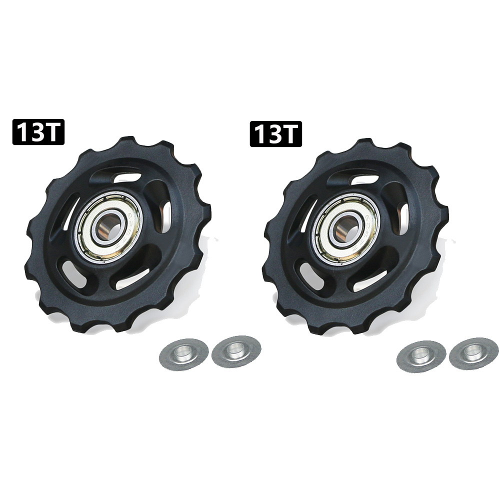 11T 12T 13T 14T Bearing MTB Bicycle Rear Guide Wheel Road Bike Jockey Rear Derailleur Pulley Roller for Shimano Sram Repair Kit: green