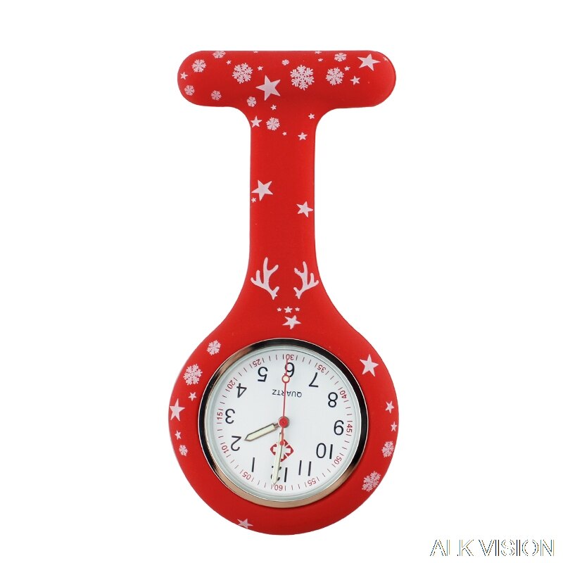 Frohe Weihnachten Krankenschwester Uhr Digital Silikon Medizinische Uhr Anhänger Quarz Brosche Arzt Uhr mit Clip: verrotten