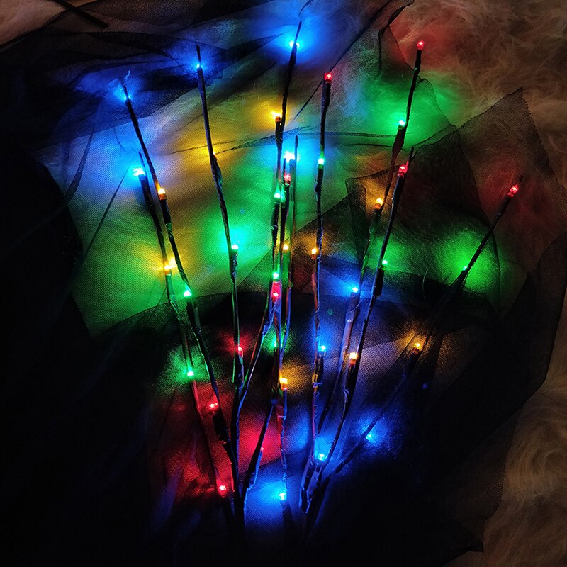 Gren lys 20 led kvist træ lys fleksibel pil oplyst gren til indendørs butiksvinduer vase bord stue 75cm lang: Flerfarvet