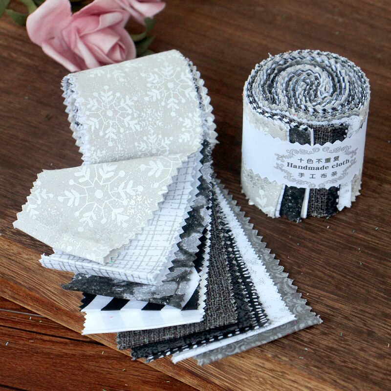 10 stk/rull jelly roll stoff jelly roll stoff strip jelly roll stoff strips quilting stoff rull jelly roll strip 6.2 x 110cm: Svart