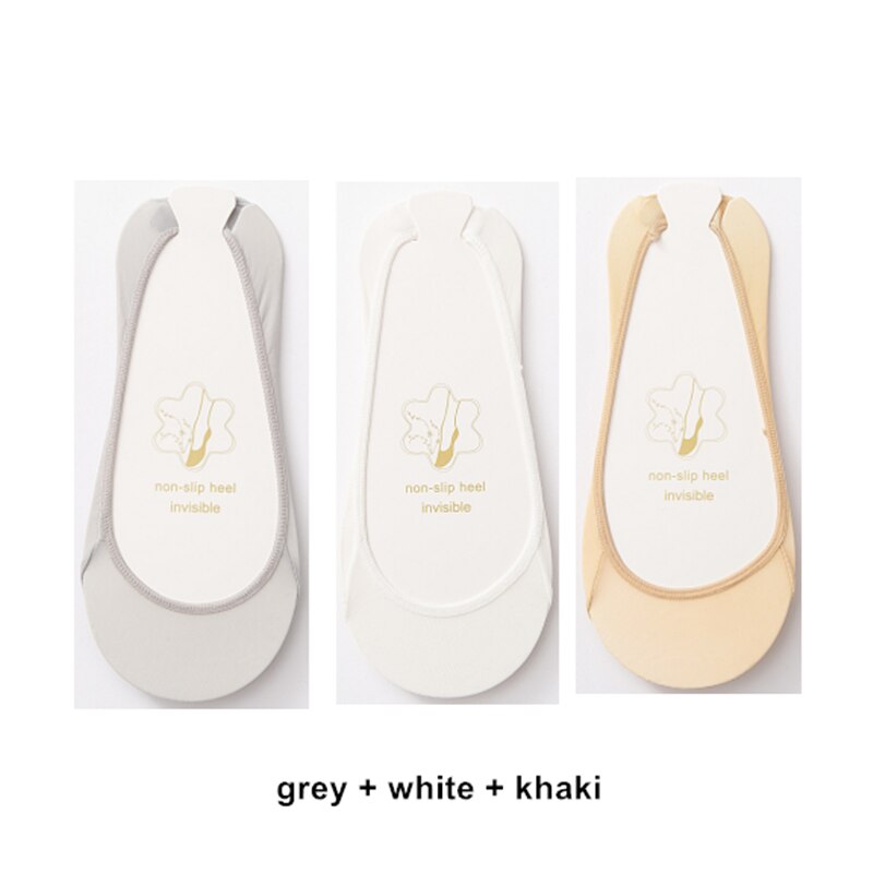 Women's Sock Slippers 3 Pairs Invisible Boat Slipper Socks Silicone Non-Slip High Heels Shoes Ice Silk Thin Half-Palm Suspender: 3