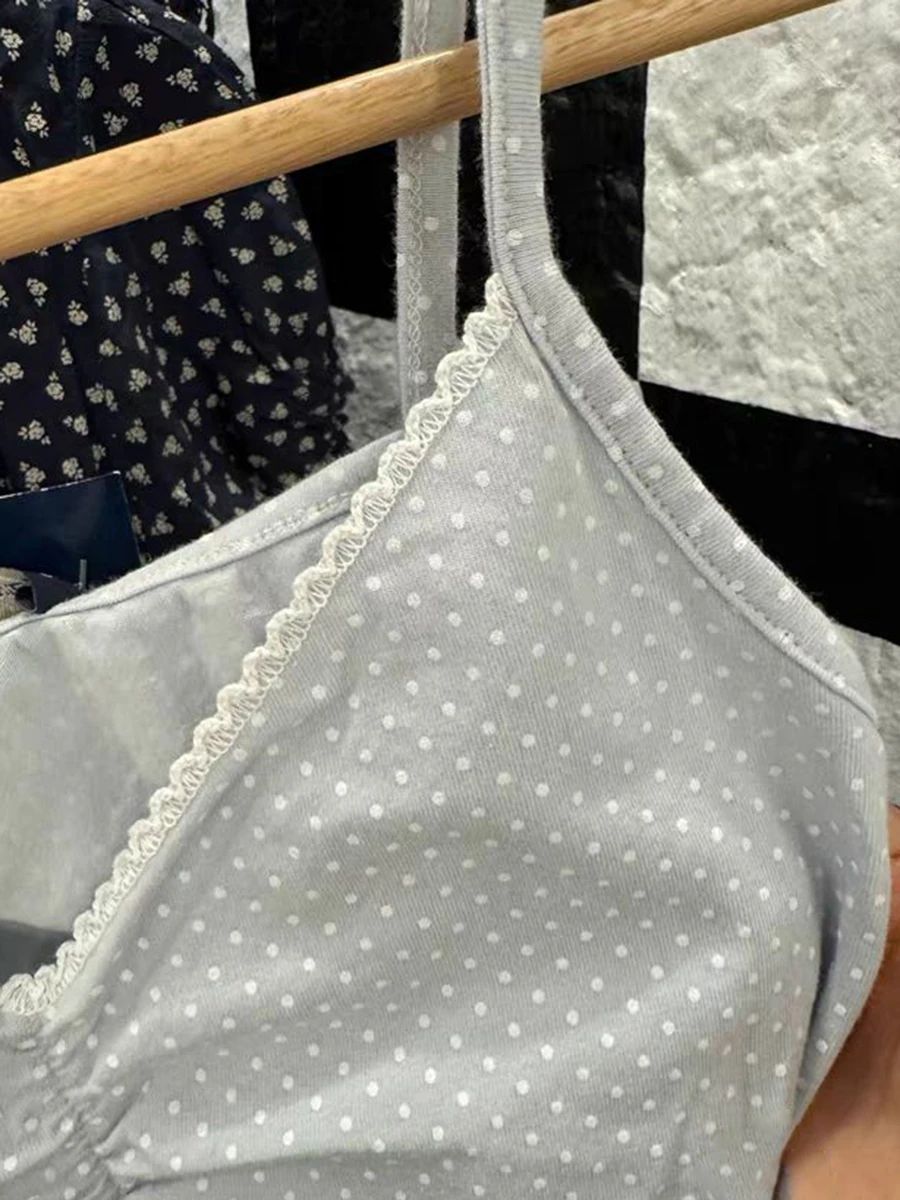 Prickigt linne shorts 2 -delat set kvinna veck spetskant v-ringad smal crop top resår i midjan korta byxor söta bomulls pyjamasset för hemmabruk