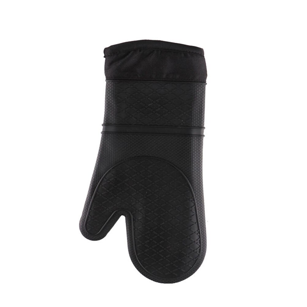 1Pc Non Slip Heat Insulated Thick Cotton Glove Mitten Pot Pad Mat Baking Tool: Black Glove