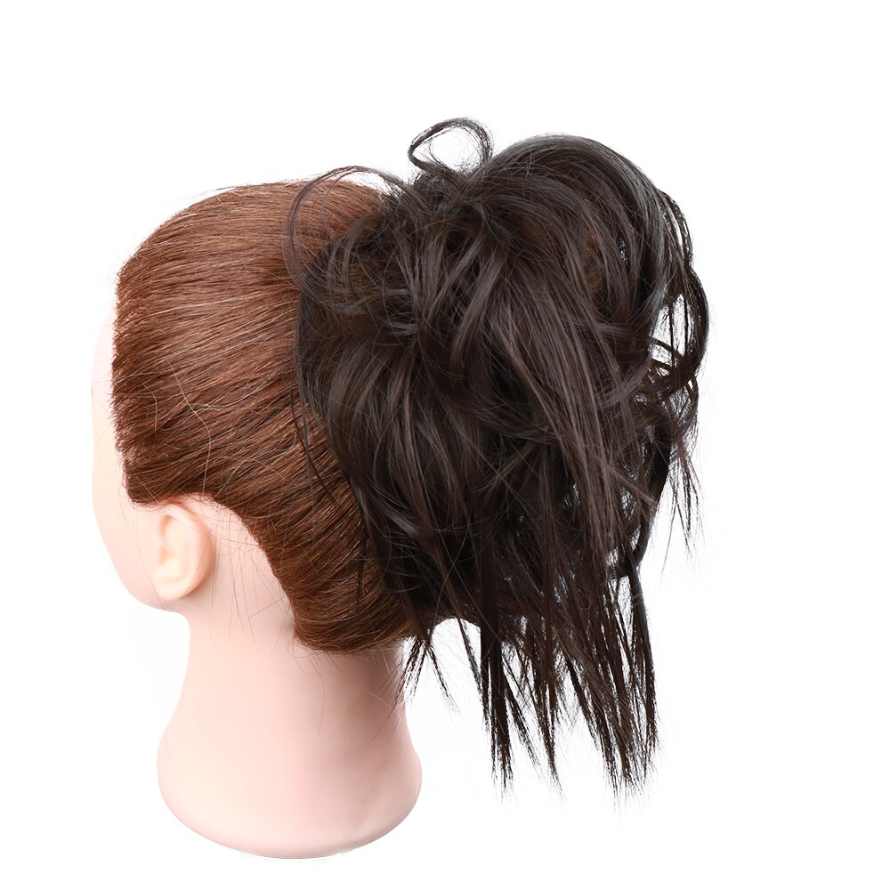 Messy Knot Chouchou Voor Vrouwen Haarstukje Extensions Synthetische Pruik Ring Wrap Chignon Zwart Bruin Hoge Temperatuur Fiber