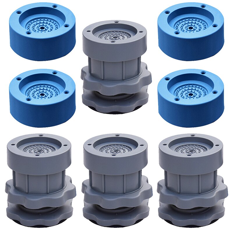 4PCS Anti Vibration Mats for Washing Machine Rubber Mat Support Machine Dryer Rubber Pad Adjustable Non-Slip Pad Floor Protector: 4 gray 4 small blue