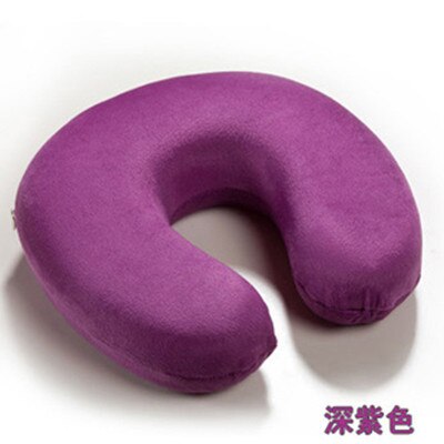 Zachte U Vormige Trage Rebound Memory Foam Reizen Nek Kussen Voor Office Vlucht Reizen Katoen Kussens Head Rest Kussen: Paars