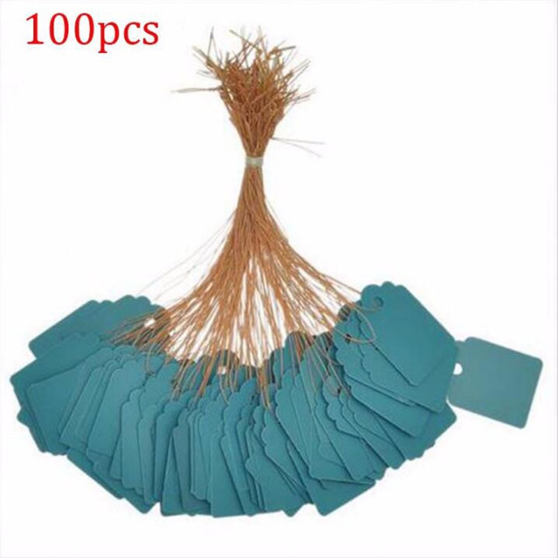 Tira de PVC impermeable, etiqueta azul, Mini bolsa de , álbum de recortes, tarjeta, etiqueta, ropa, 100 Uds.