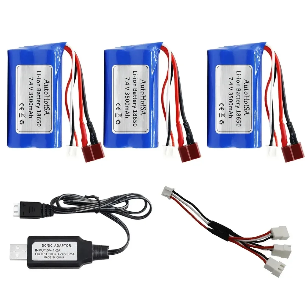 Upgraded 18650 7.4V 3500mAh T plug 2S battery and charger for SCY-16102PRO SCY-16101PRO SCY-16103PRO SCY-16201PRO R/C car parts