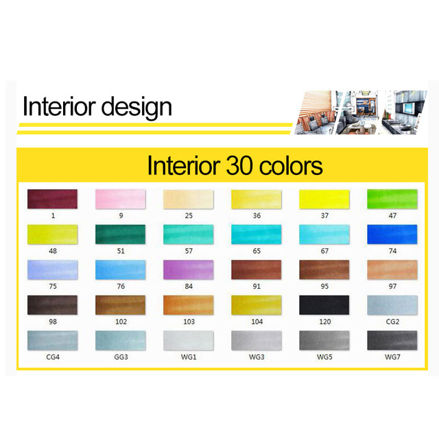 Conjunto de marcadores TouchFive de 30/40/60/80 colores, marcadores de dibujo de doble cabeza, tinta a base de Alcohol aceitoso, materiales de arte para dibujar: 30 interior design