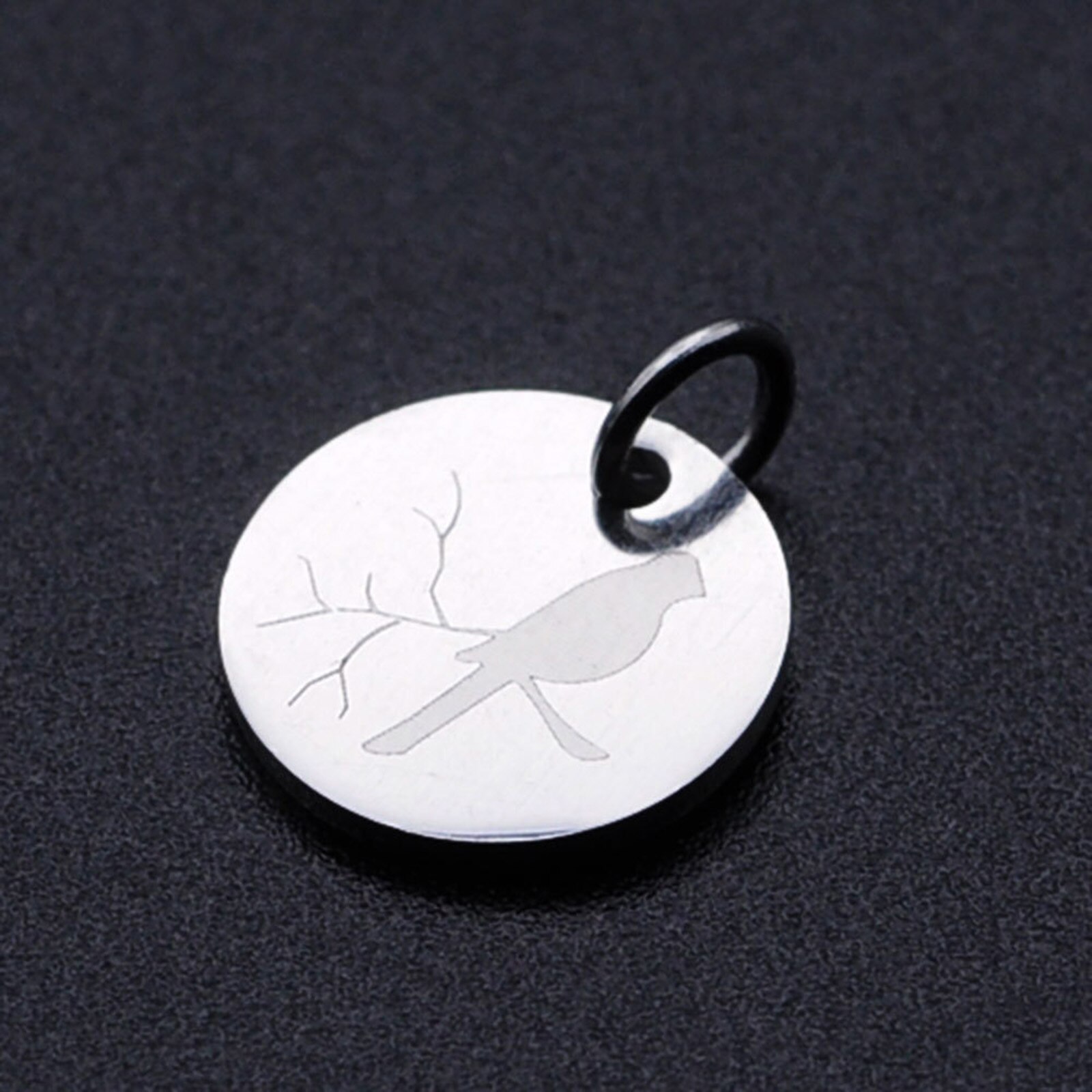 Breloques rondes multicolores en acier inoxydable 304, pendentifs métalliques à motif d'oiseau, fabrication de colliers et de Bracelets, bijoux 16mm x 12mm,2 pièces