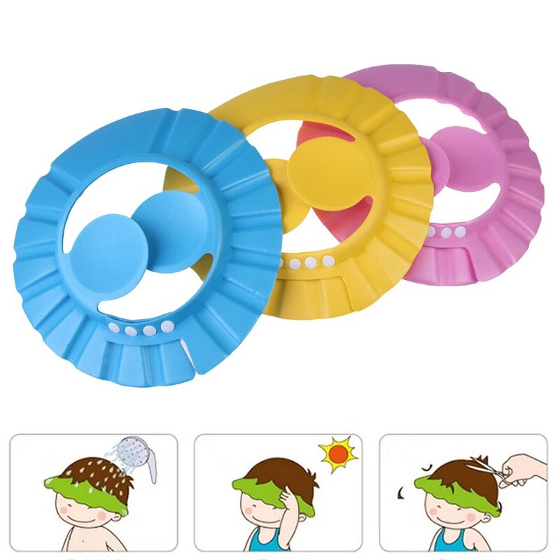 3 farver justerbar badehætte børn shampoo bad vask hår skjold hat vandtæt øjenbeskytter baby elastik hætte