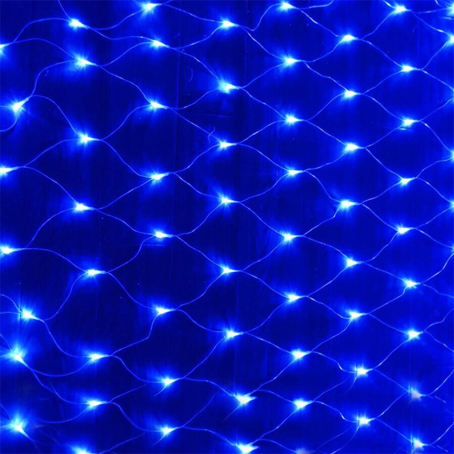 Thrisdar 2X2M 3X2M 6X4M Kerst Led Net Mesh Fairy String Light 8 Functie Outdoor Party Wedding Achtergrond Guirlande: Blue / 2X2M 144LEDs