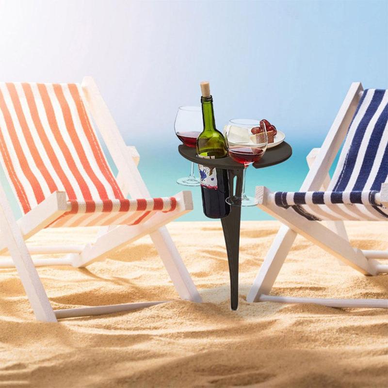 Mesa de madeira redonda dobrável mesa de vidro vinho ao ar livre portátil lanche piquenique rack mesa madeira desktop para acampamento viagem