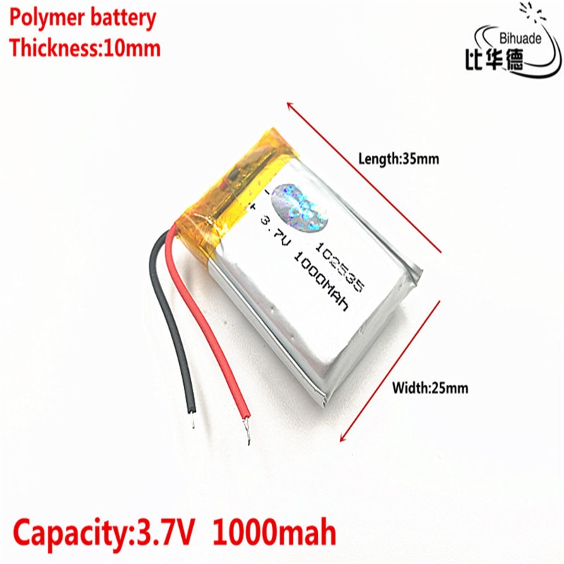 Good Qulity Liter energy battery 3.7V,1000mAH 102535 Polymer lithium ion / Li-ion battery for tablet pc BANK,GPS,mp3,mp4