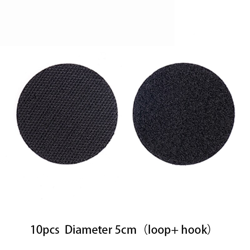 10PCS 3M Double-sided Adhesive Velcros Strong Self-adhesive Hook and Loop Tape nylon sticker velcros Glue for DIY fixing automob: black Diameter 50mm