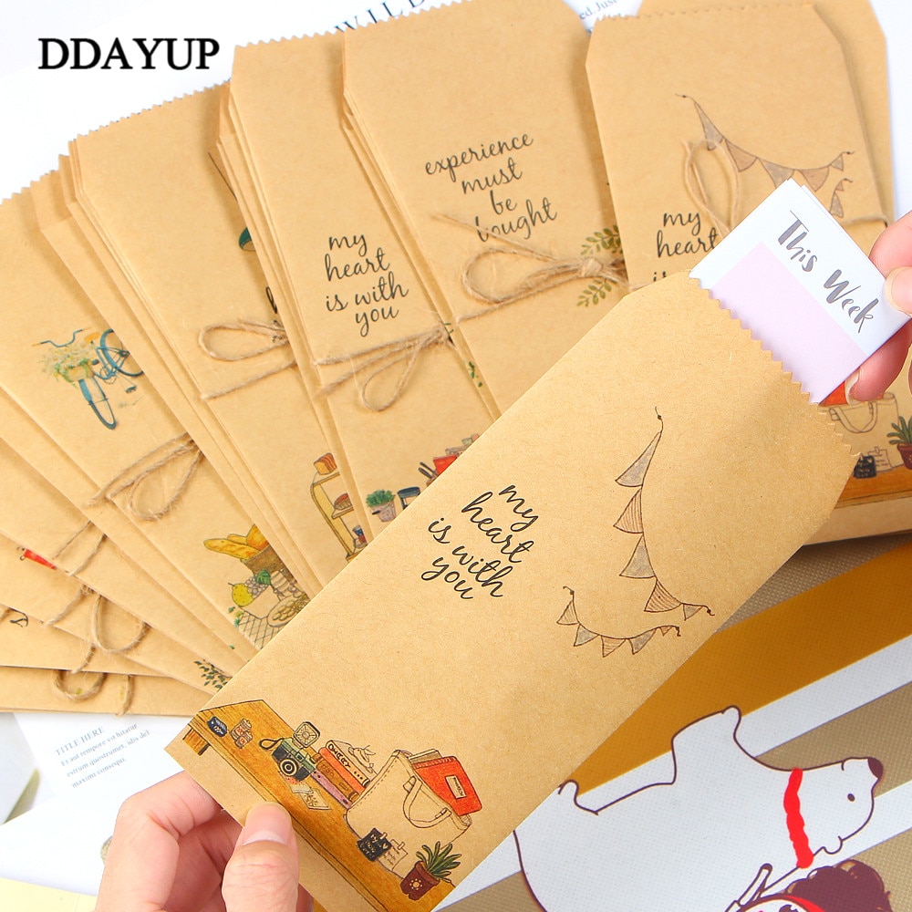 10Pcs/lot Kraft Paper Envelope Cute Cartoon Child Daily Left Wedding Invitation Envelopes Letter Stationery