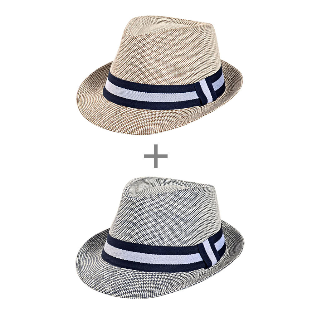 [AETRENDS] europejski mężczyzna klasyczne słomiane kapelusze fedora dla mężczyzn czapka jazzowa rozmiar 58CM Z-5314: khaki i szary