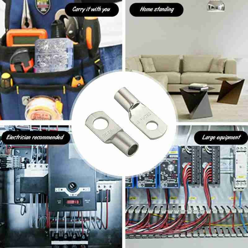 140PCS/SET SC25-6 25-8 25-10 25-12 Copper Cable Lug Kit Cable Lugs Nose Hole Terminals Battery Copper Bolt Connector Tinned U5E6