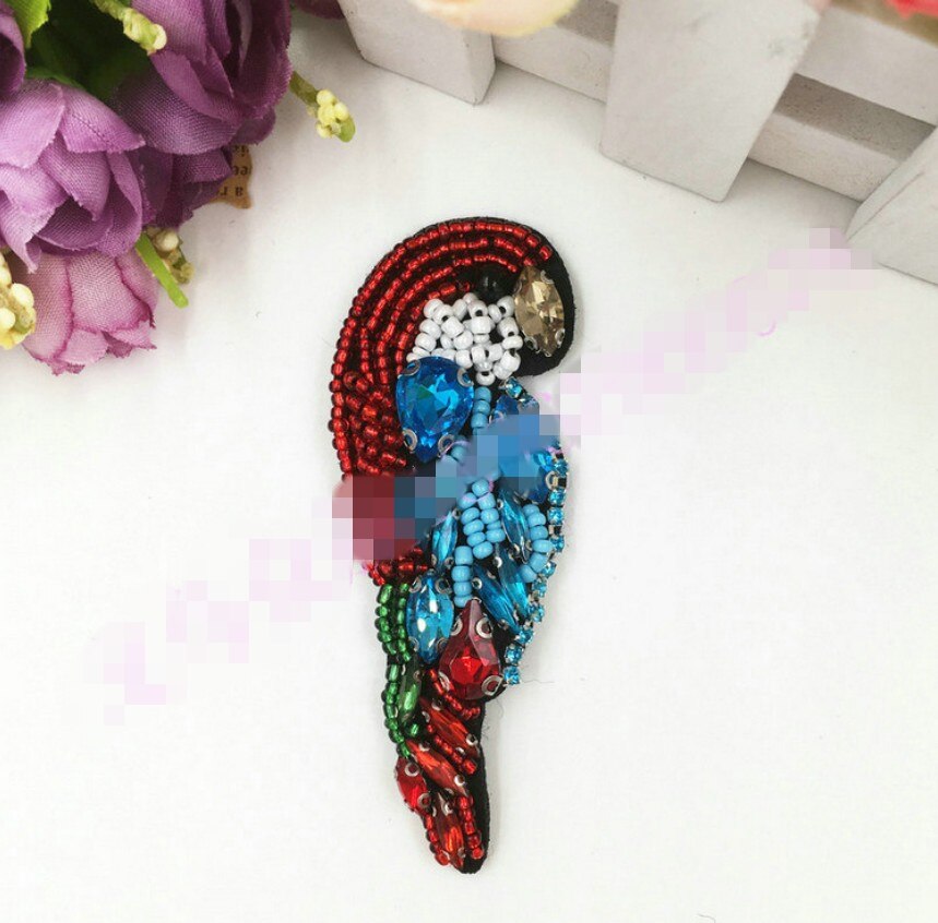 Vogel papegaai pailletten strass kralen broche patches applicatie naaien op kralen qpplique kleding schoenen tassen decoratie patch diy