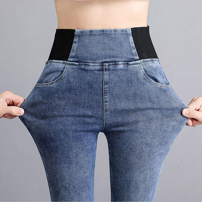 Pantalones vaqueros ajustados negros de talla grande 26-38 para mujer, Pantalones vaqueros ajustados de cintura alta, mallas elásticas, Vaqueros informales, Pantalones vaqueros 2024