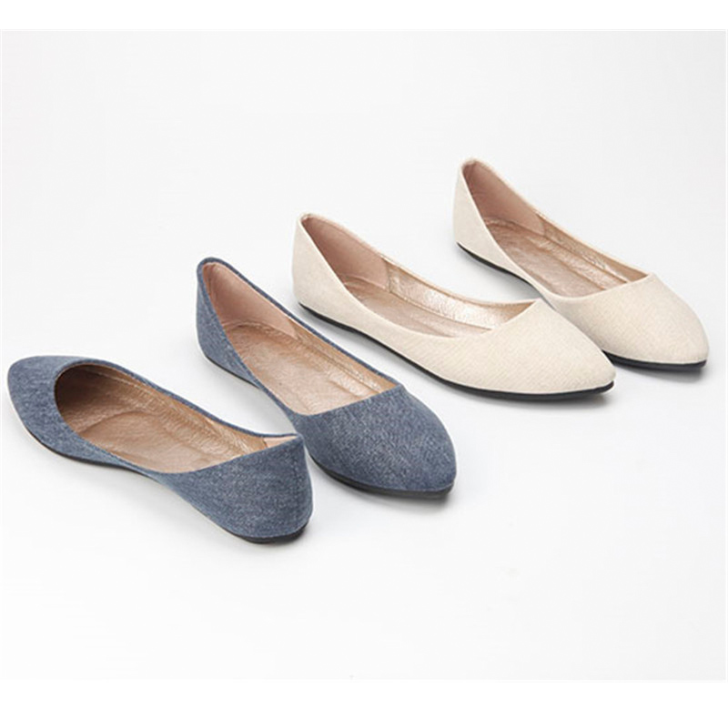 CEYANEAO Summer Breathable Pointed Flat Shoe Women's Shallow Comfortable Boat ShoeE2091