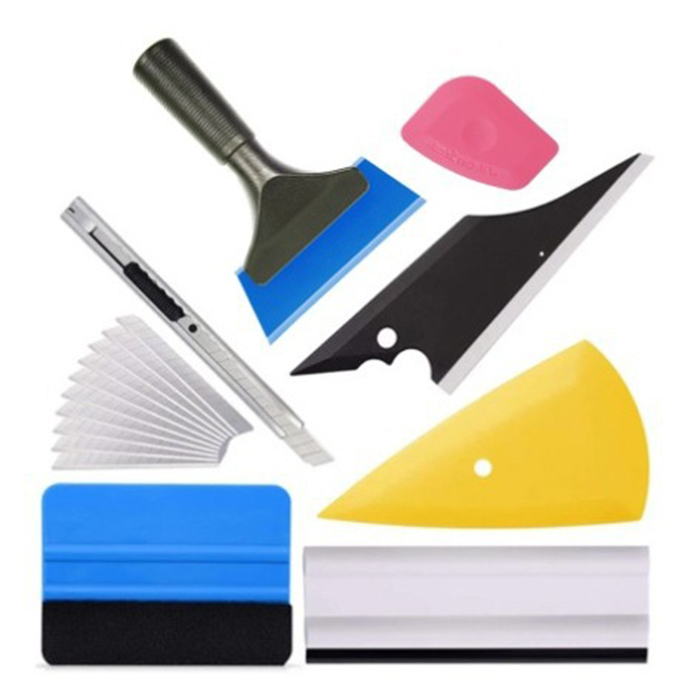 KUNAISI Car Vinyl Wrapping Tool Kit Felt Edge Squeegee Plastic Scraper Wallpaper Film Sticker Install Window Tint Tools