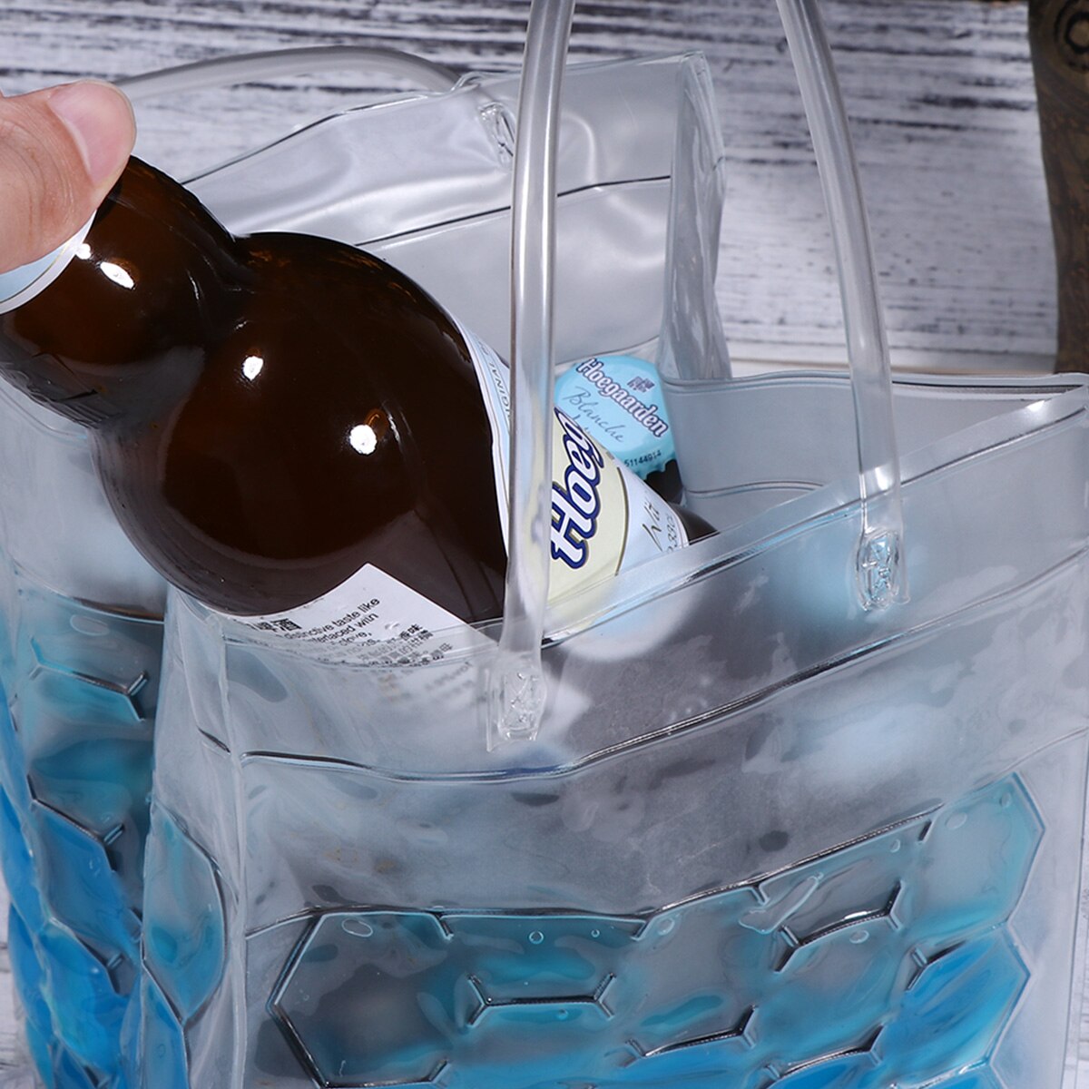 1pc Wine Bottle Freezer Bag Chilling Cooler Ice Bag Beer Cooling Gel Holder Carrier 750ML (4 Bottles Separate)