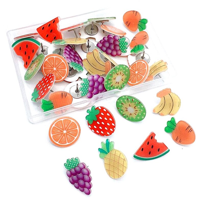 30 pièces Patch punaise Mini fruits résine punaise bureau punaise couleur punaise carte Photo punaise