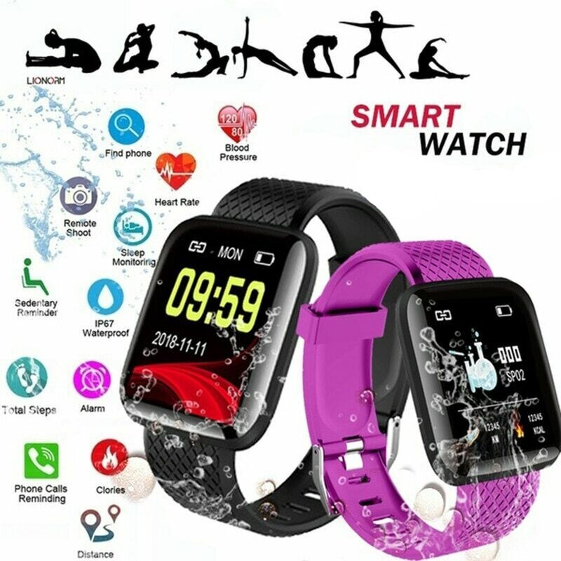 116 PLUS Color Screen Smart Watch Heart Rate Blood Pressure Waterproof Fitness Tracking Watch AIA99