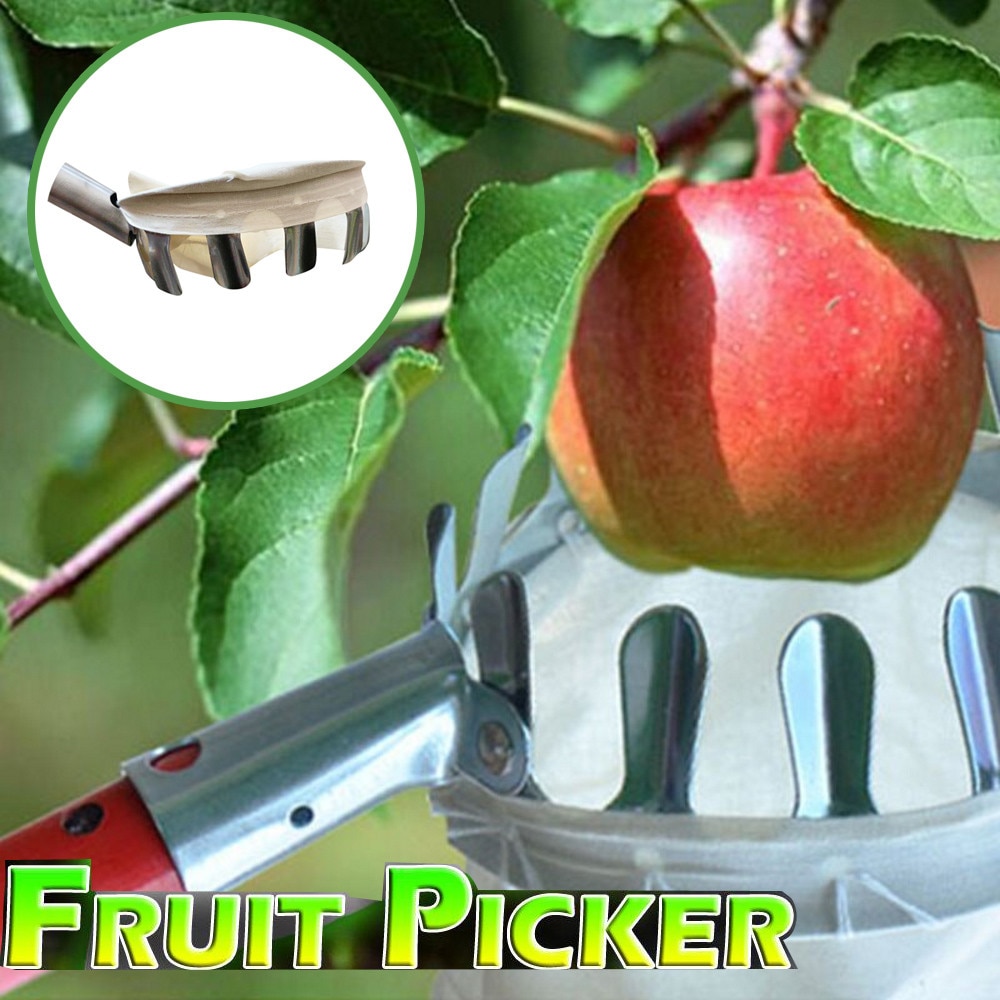 1PC Outdoor Metal Fruit Picker Tool Convenient Fabric Orchard Apple Orange Peach Pear Practical Garden Picking Tool Bag