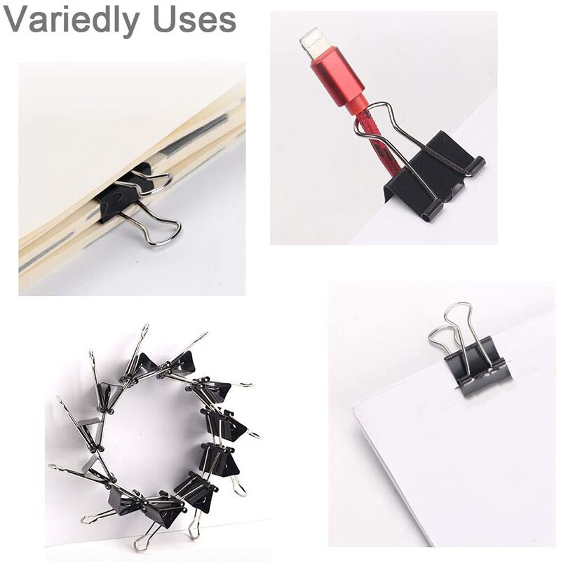 130 Pcs Assorted Sizes Binder Clips Big Paper Clamps Metal Fold Back Clips for Office School and Home Supplies, Black