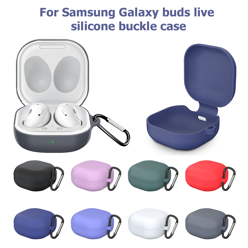 Silicone Oortelefoon Case Voor Samsung Galaxy Knoppen Live Headset Shockproof Zachte Beschermende Kleur Hoofdtelefoon Cover Shell Met Haak