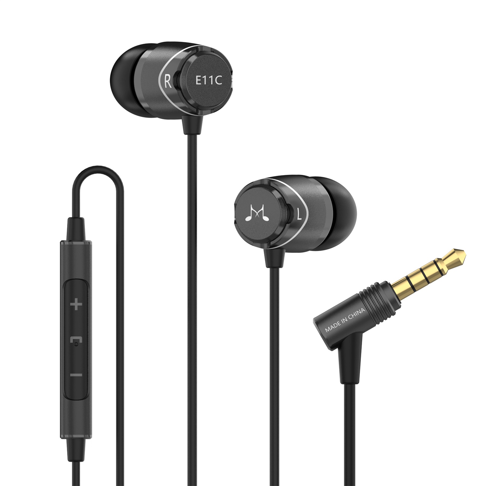 Original soundmagic  e11c 3.5mm in-ear-hörlurar med mikrofon, djup bas, musik, sport, headset, hifi, stereo, brusisolering: Svart
