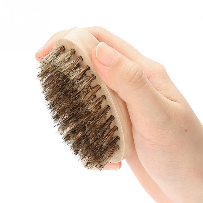 Cepillo de barba suave para hombres, peine de bigote, mango de bambú ovalado, cepillo de afeitar, Barbero, salón, herramienta para dar forma a la barba, herramienta de limpieza de barba Facial