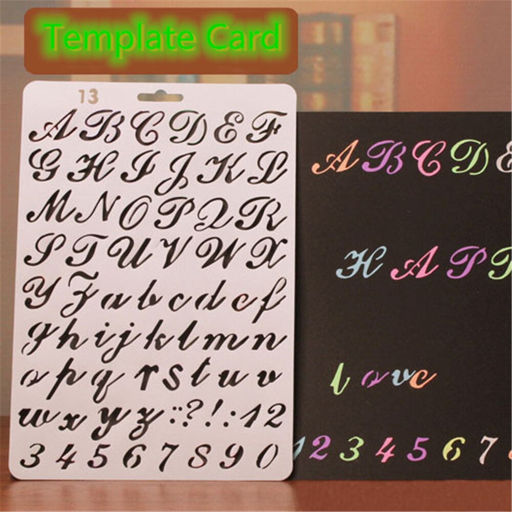 27cm Stencils English Alphanumeric Pattern Engraving Templates Hollow Ruler Drawing Template Stationery