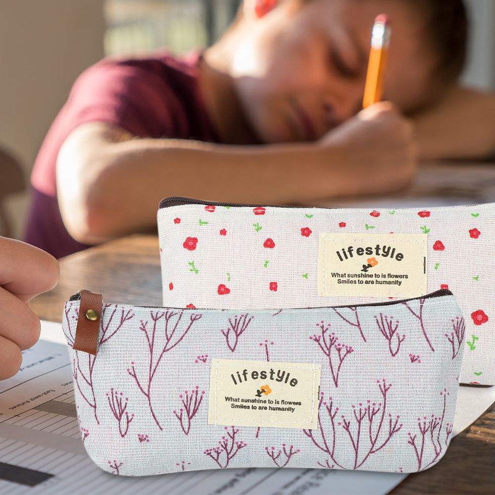 Pen Bags Pencil Box Stationery Bag Lovely Canvas Pastoral Floral Pencil Case