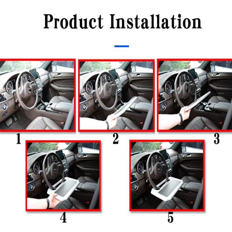 Auto Steering Wheel Desk Laptop Tablet iPad or Notebook Car Travel Table Food Eating Hook on Steering Wheel Tray