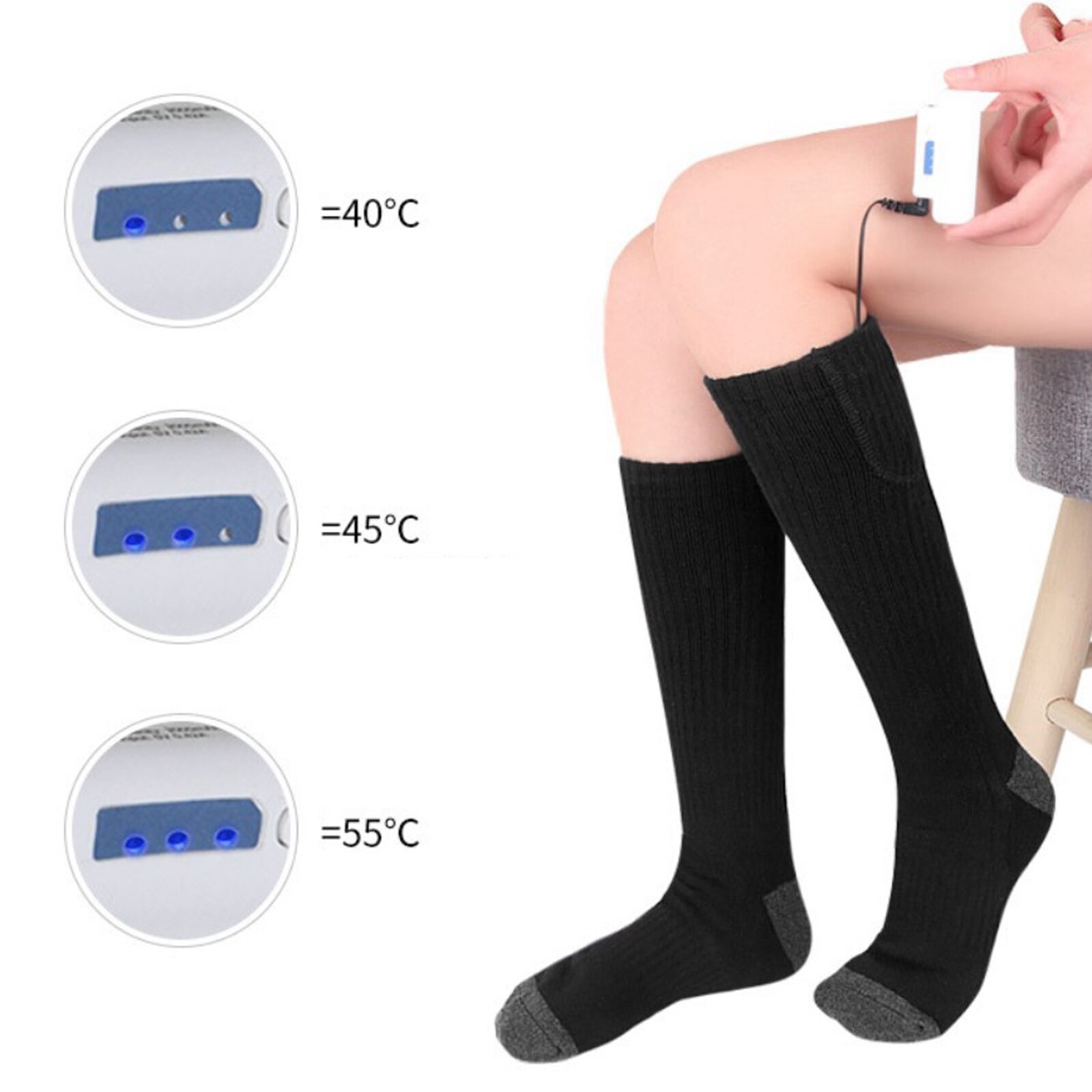 Verbeterde Oplaadbare Elektrische Verwarmde Sokken, 3.7V 2500Mah Batterij Aangedreven Koud Weer Warmte Sokken Voor Mannen Vrouwen