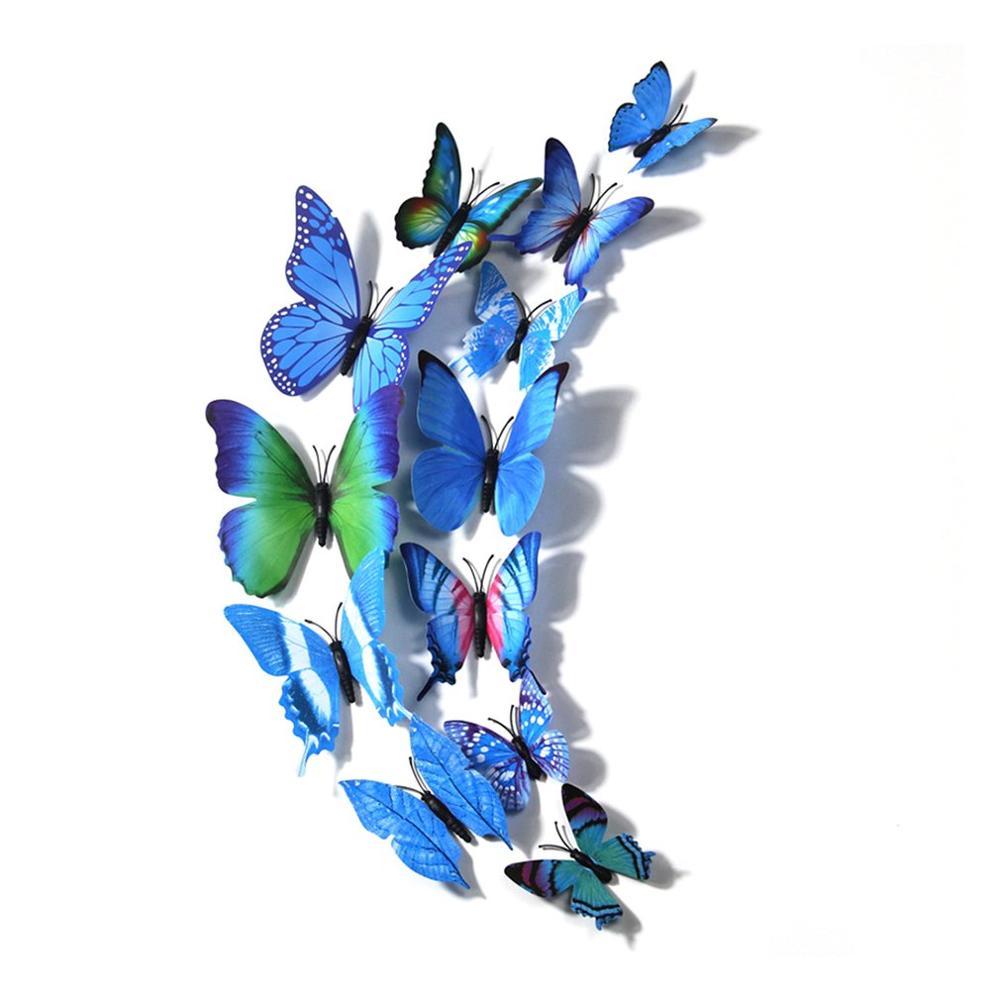 12 Pcs Pvc Vlinder Muur Decor 3D Vlinders Muurstickers Art Decals Woondecoratie Decoratie Op De Muur: Default Title