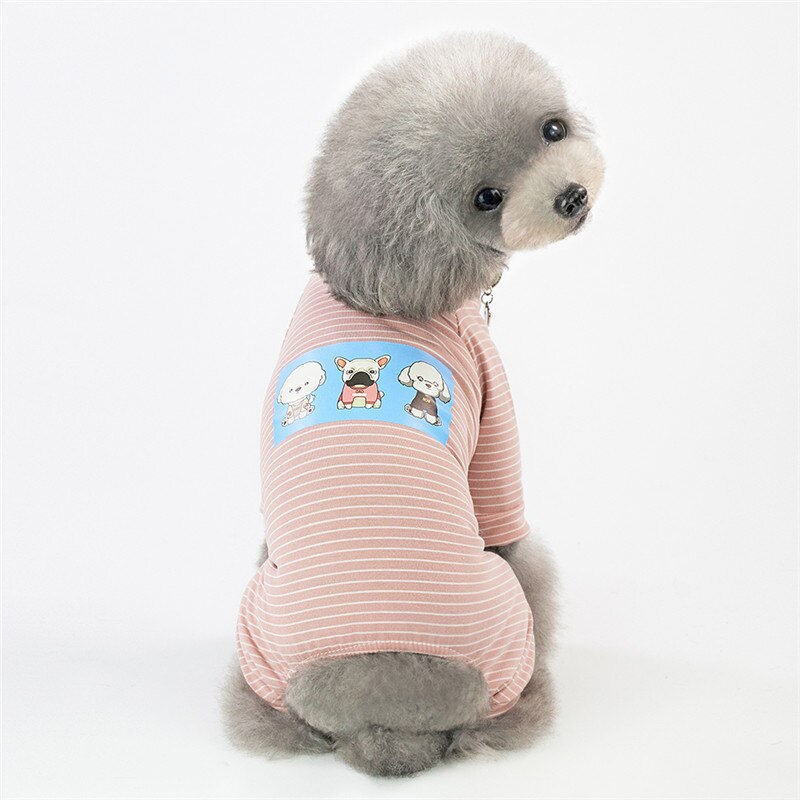 Ff135 dog summer jumpsuit rompers pet dog cotton coverall spring clothes: pink / M