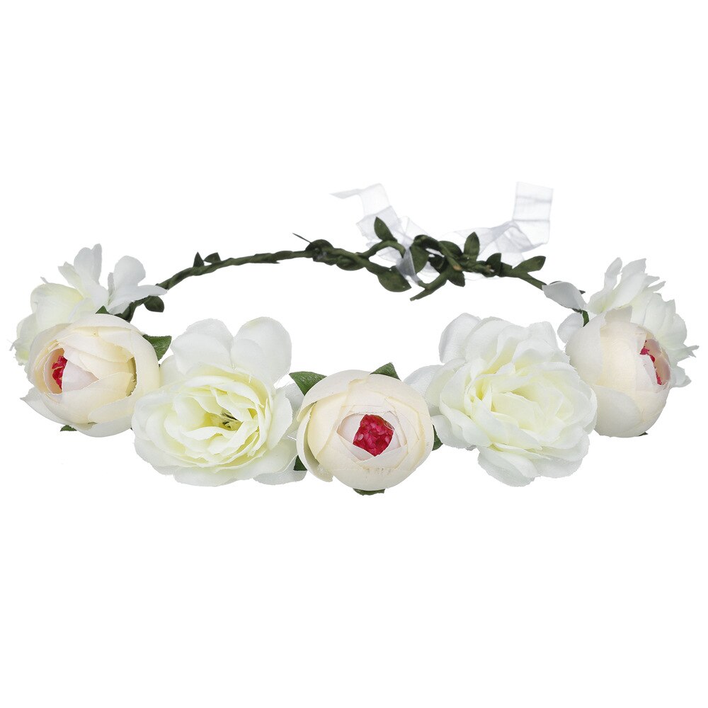 rose krans brude blomst krone pannebånd krans hode krans bryllup hodeplagg brudepike hodeplagg: beige