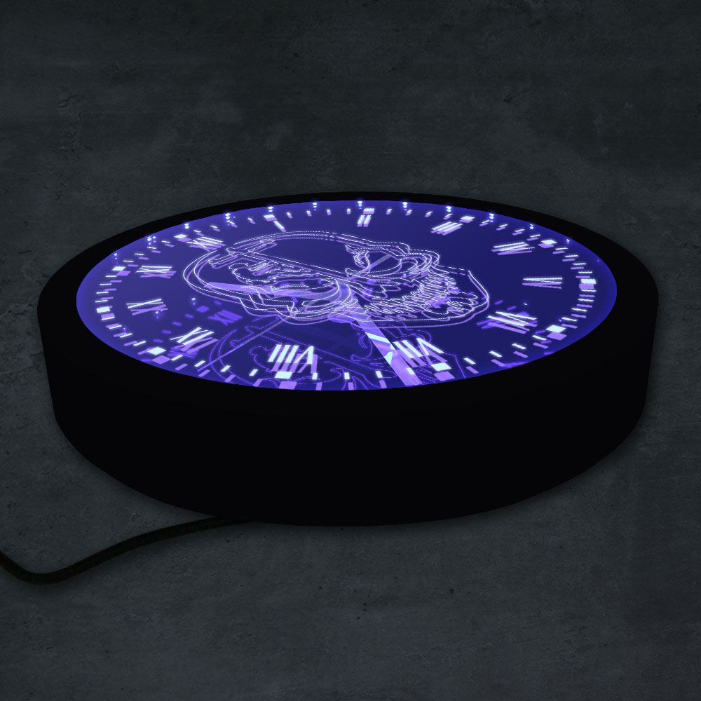 Power Lineman Electric LED Neon Wall Clock Lineman Skull Head Portrait Electrician Engineering Skull Wall Clock Glow in Dark