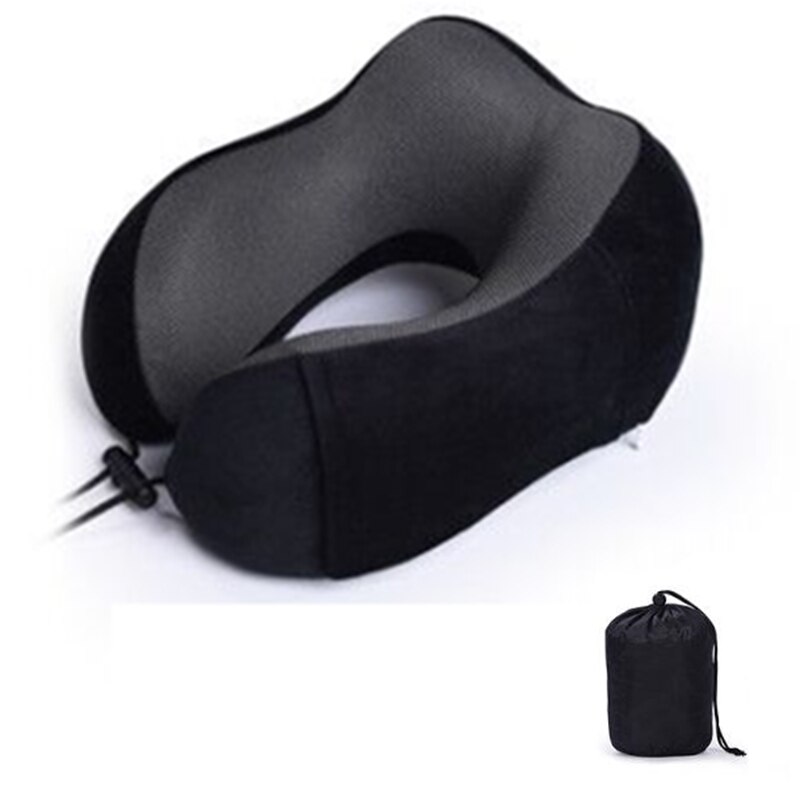 U-Shape Travel Pillow Soft Slow Rebound Neck Pillow Solid Neck Cervical Healthcare Pillow Bedding Travel Pillow Neck Massage: black